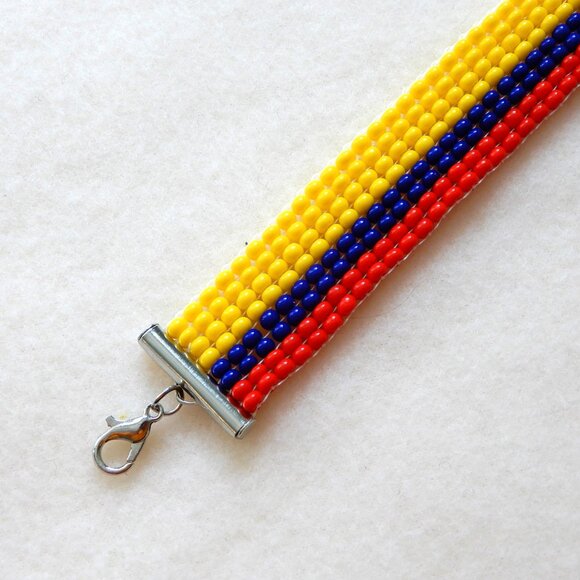 Colombia Colombian flag bead bracelet, handmade, adjustable length, Bogota - Picture 3 of 6